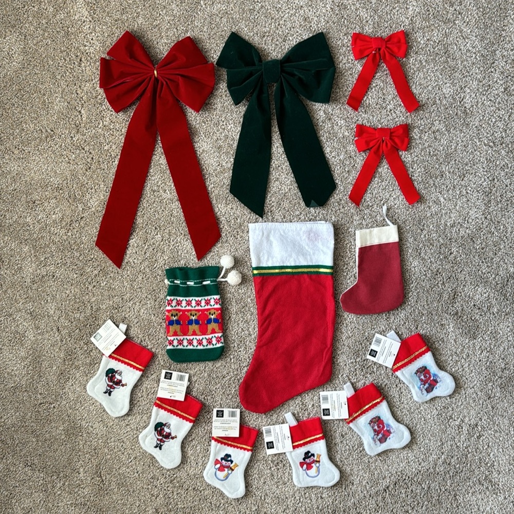 Holiday Bows, Christmas Stockings, Novelty Bag